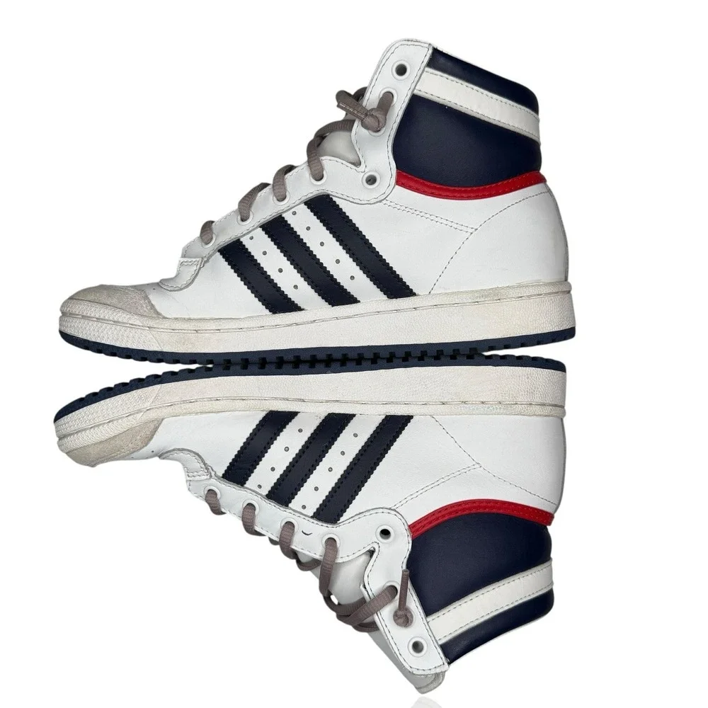 Adidas Originals Top Ten Hi Trainers White Blue Red D74481 Men's Size‎ 6